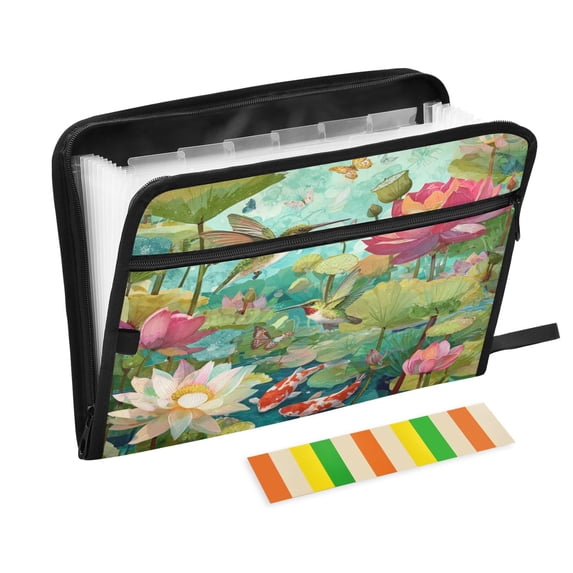 Organ Folder 14.2 x 0.8 x 10.6 Inches 13 Separate Pockets A4 Size Documents Folder A Sort Storage File Manager For The Home Office Colorful Garden Lotus