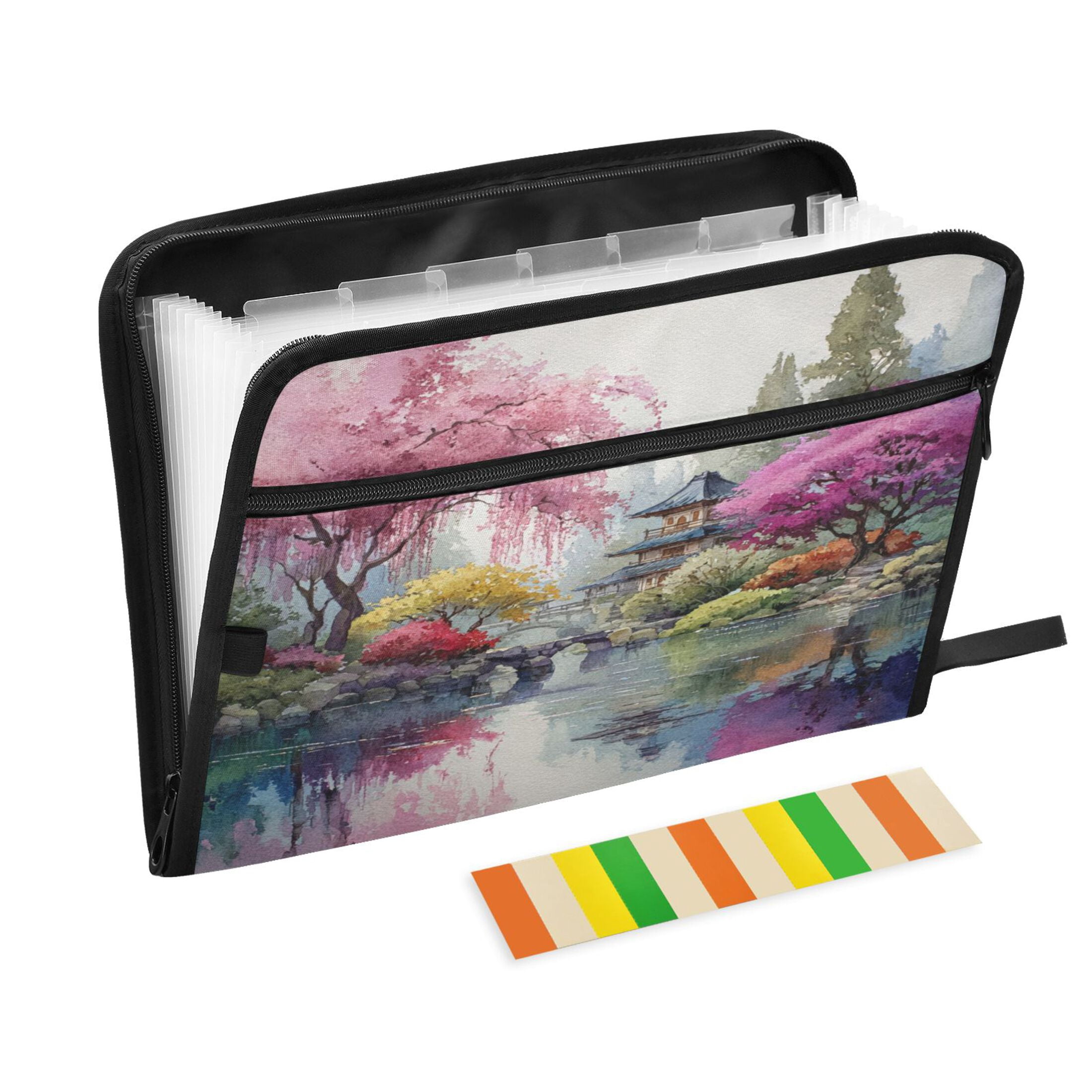 Organ Folder 14.2 x 0.8 x 10.6 Inches 13 Separate Pockets A4 Size Documents Folder A Sort Storage File Manager For The Home Office Colorful Japanese Garden Cherry