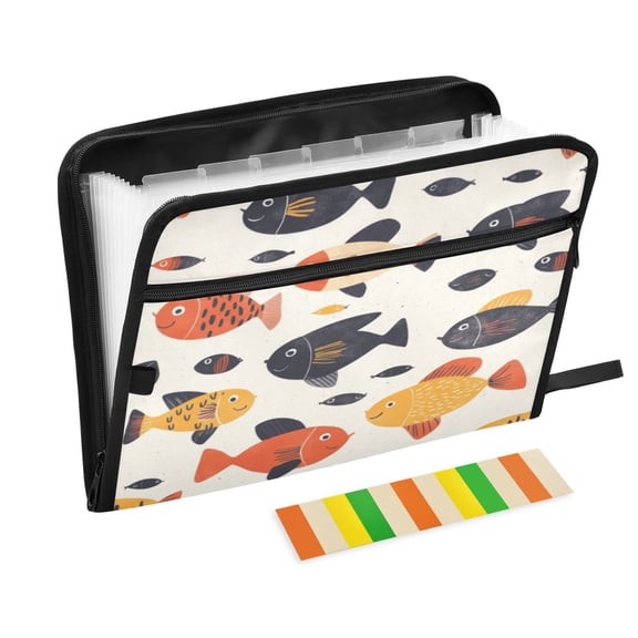 Organ Folder 14.2 x 0.8 x 10.6 Inches 13 Separate Pockets A4 Size Documents Folder A Sort Storage File Manager For The Home Office Colorful Pretty Little Fish Seamless