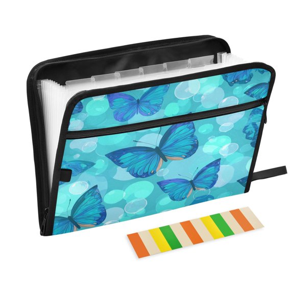 Organ Folder 14.2 x 0.8 x 10.6 Inches 13 Separate Pockets A4 Size Documents Folder A Sort Storage File Manager For The Home Office Cool Seamless Butterfly Pattern
