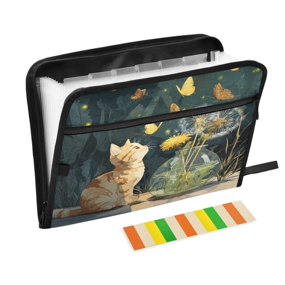 Organ Folder 14.2 x 0.8 x 10.6 Inches 13 Separate Pockets A4 Size Documents Folder A Sort Storage File Manager For The Home Office Cute Kitten Dandelion