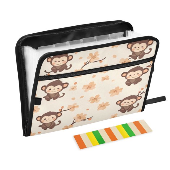 Organ Folder 14.2 x 0.8 x 10.6 Inches 13 Separate Pockets A4 Size Documents Folder A Sort Storage File Manager For The Home Office Cute Little Brown Monkey