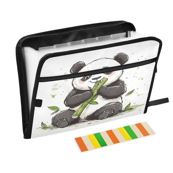 Organ Folder 14.2 x 0.8 x 10.6 Inches 13 Separate Pockets A4 Size Documents Folder A Sort Storage File Manager For The Home Office Cute Panda Eats Bamboo