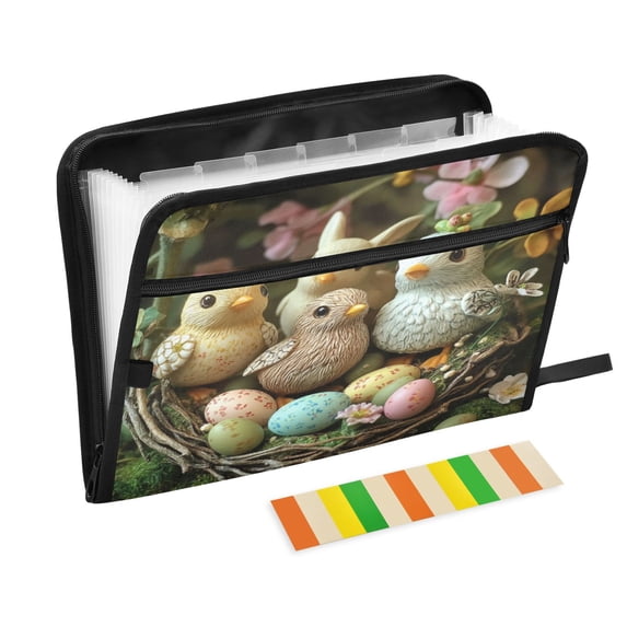 Organ Folder 14.2 x 0.8 x 10.6 Inches 13 Separate Pockets A4 Size Documents Folder A Sort Storage File Manager For The Home Office Easter Birds and Eggs