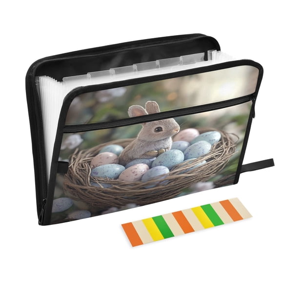 Organ Folder 14.2 x 0.8 x 10.6 Inches 13 Separate Pockets A4 Size Documents Folder A Sort Storage File Manager For The Home Office Easter Bunny and Egg