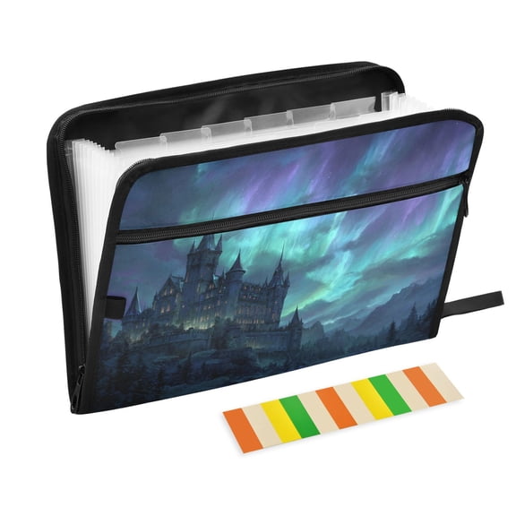 Organ Folder 14.2 x 0.8 x 10.6 Inches 13 Separate Pockets A4 Size Documents Folder A Sort Storage File Manager For The Home Office Gothic Castle Aurora Sky