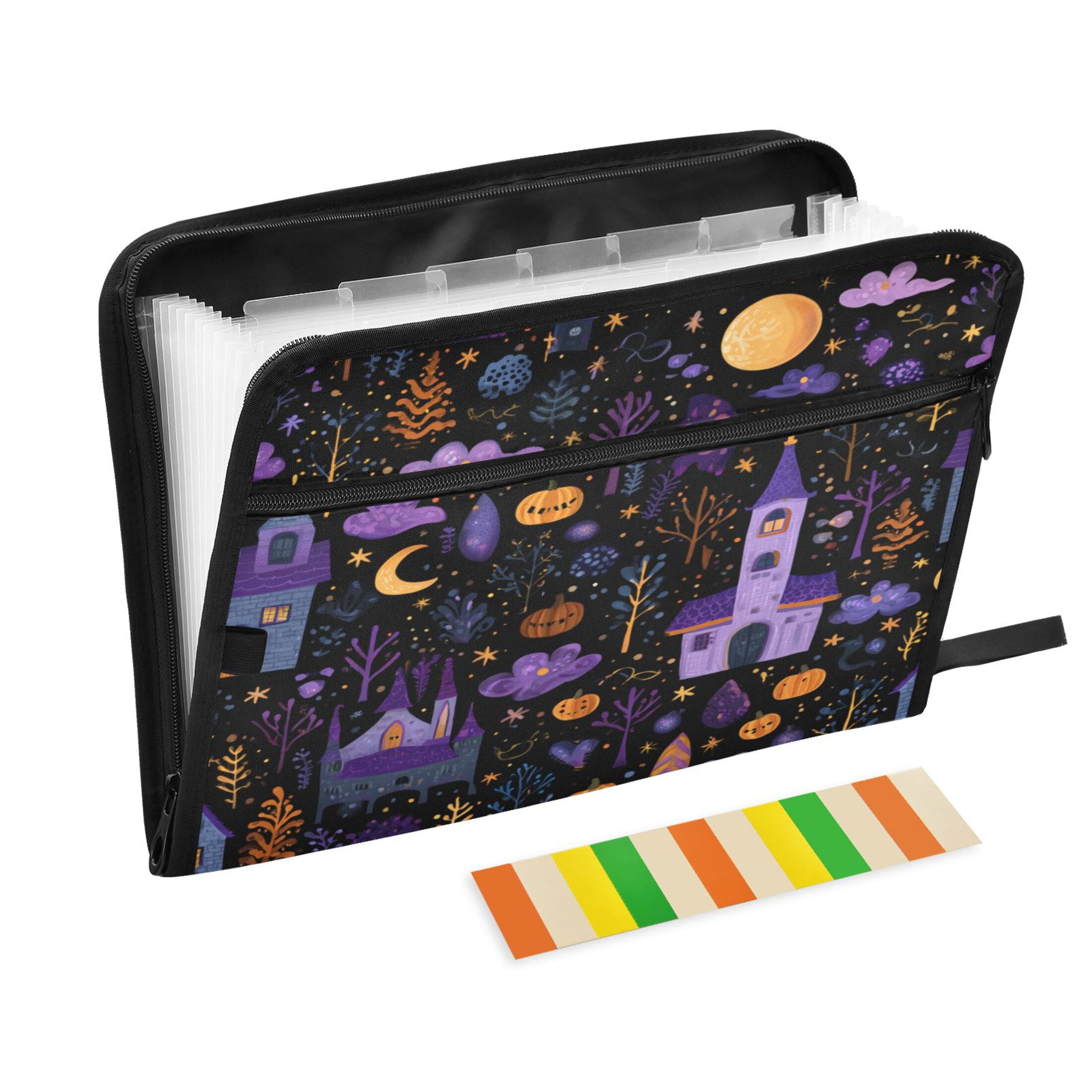 Organ Folder 14.2 x 0.8 x 10.6 Inches 13 Separate Pockets A4 Size Documents Folder A Sort Storage File Manager For The Home Office Halloween Castle Cartoon