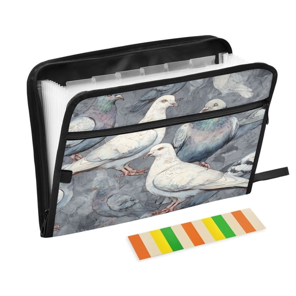 Organ Folder 14.2 x 0.8 x 10.6 Inches 13 Separate Pockets A4 Size Documents Folder A Sort Storage File Manager For The Home Office Ink-wash Pigeon Art