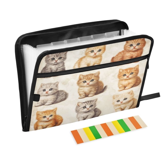 Organ Folder 14.2 x 0.8 x 10.6 Inches 13 Separate Pockets A4 Size Documents Folder A Sort Storage File Manager For The Home Office Little Colored Cat1