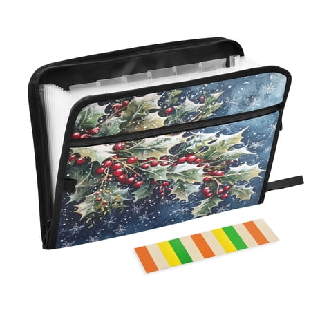 Organ Folder 14.2 x 0.8 x 10.6 Inches 13 Separate Pockets A4 Size Documents Folder A Sort Storage File Manager For The Home Office Lovely Holly and Mistletoe