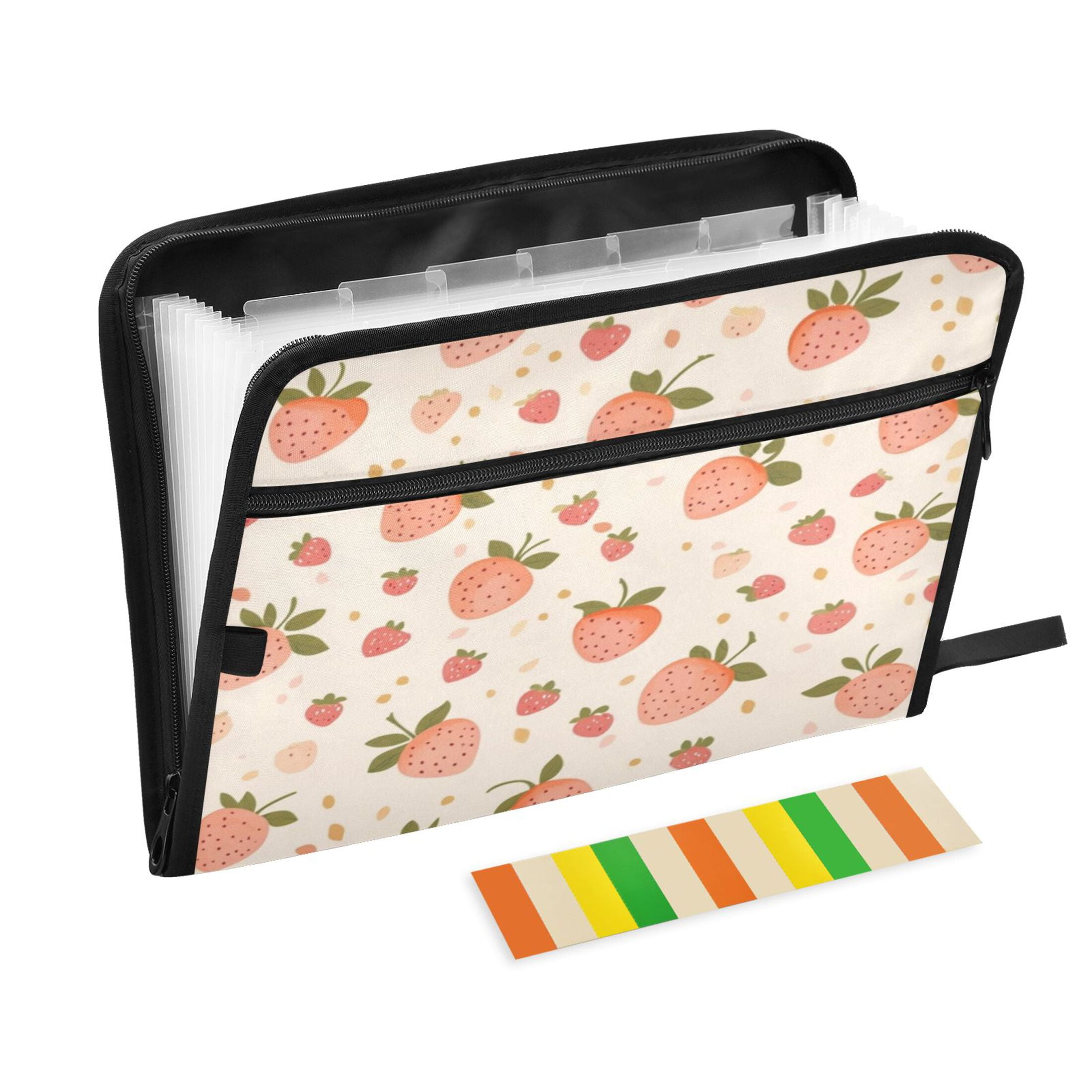 Organ Folder 14.2 x 0.8 x 10.6 Inches 13 Separate Pockets A4 Size Documents Folder A Sort Storage File Manager For The Home Office Lovely Red Strawberries Seamless