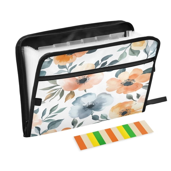 Organ Folder 14.2 x 0.8 x 10.6 Inches 13 Separate Pockets A4 Size Documents Folder A Sort Storage File Manager For The Home Office Orange Flower Oil Painting