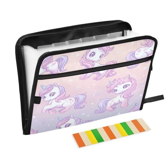 Organ Folder 14.2 x 0.8 x 10.6 Inches 13 Separate Pockets A4 Size Documents Folder A Sort Storage File Manager For The Home Office Pastel Unicorn Seamless