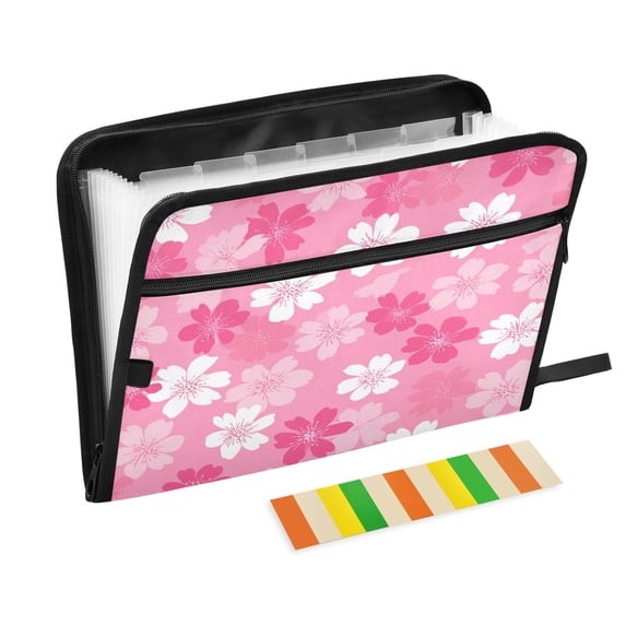 Organ Folder 14.2 x 0.8 x 10.6 Inches 13 Separate Pockets A4 Size Documents Folder A Sort Storage File Manager For The Home Office Pink Flower Seamless Print