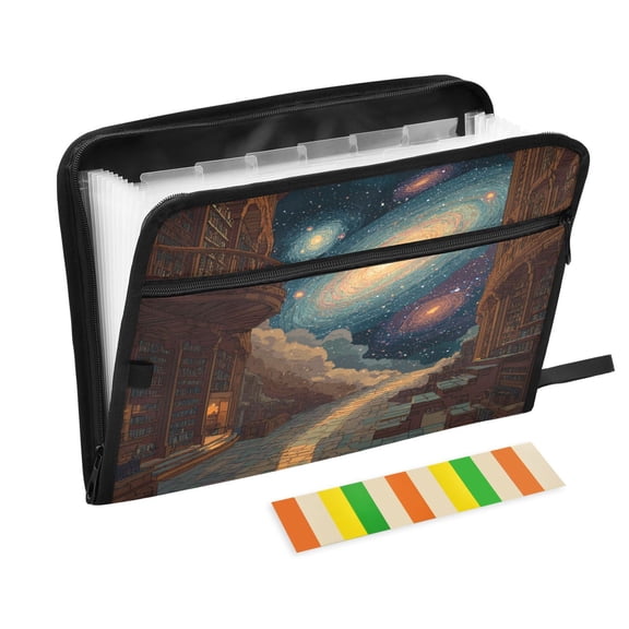 Organ Folder 14.2 x 0.8 x 10.6 Inches 13 Separate Pockets A4 Size Documents Folder A Sort Storage File Manager For The Home Office Pixel Galaxy Library Milky Way