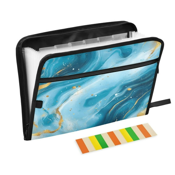 Organ Folder 14.2 x 0.8 x 10.6 Inches 13 Separate Pockets A4 Size Documents Folder A Sort Storage File Manager For The Home Office Pretty Blue Marble Pattern