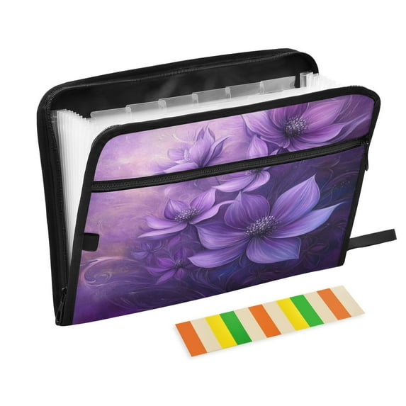 Organ Folder 14.2 x 0.8 x 10.6 Inches 13 Separate Pockets A4 Size Documents Folder A Sort Storage File Manager For The Home Office Purple Flower Picture
