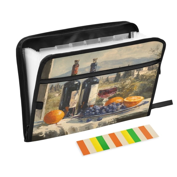 Organ Folder 14.2 x 0.8 x 10.6 Inches 13 Separate Pockets A4 Size Documents Folder A Sort Storage File Manager For The Home Office Red Wine Grape Pattern