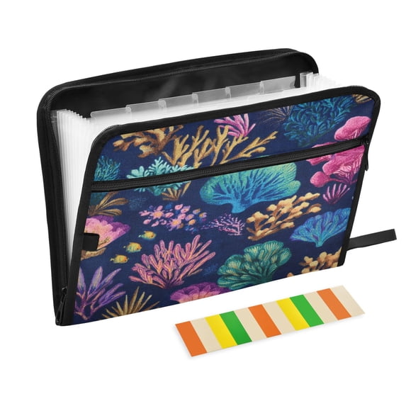 Organ Folder 14.2 x 0.8 x 10.6 Inches 13 Separate Pockets A4 Size Documents Folder A Sort Storage File Manager For The Home Office Sea Pattern Vibrant
