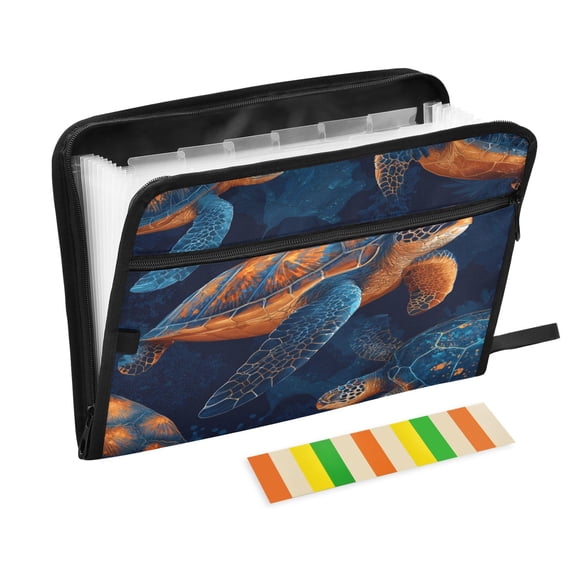 Organ Folder 14.2 x 0.8 x 10.6 Inches 13 Separate Pockets A4 Size Documents Folder A Sort Storage File Manager For The Home Office Sea Turtles Seamless Design