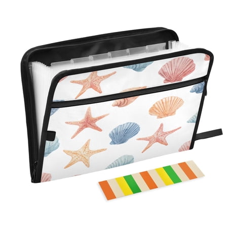 Organ Folder 14.2 x 0.8 x 10.6 Inches 13 Separate Pockets A4 Size Documents Folder A Sort Storage File Manager For The Home Office Seamless Shell Flower Art