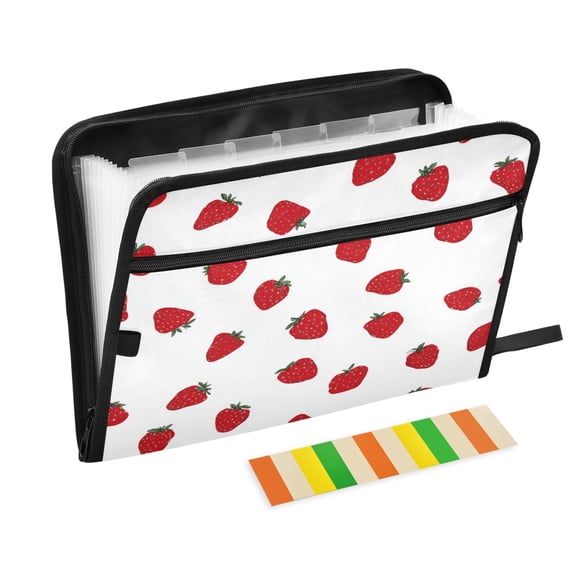 Organ Folder 14.2 x 0.8 x 10.6 Inches 13 Separate Pockets A4 Size Documents Folder A Sort Storage File Manager For The Home Office Strawberry Dots White Background