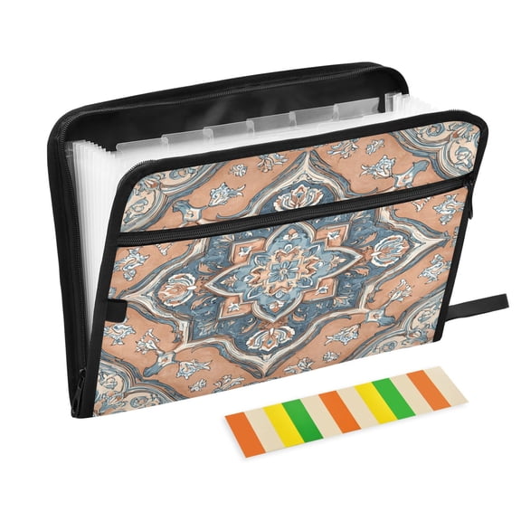 Organ Folder 14.2 x 0.8 x 10.6 Inches 13 Separate Pockets A4 Size Documents Folder A Sort Storage File Manager For The Home Office Terracotta Mosaic Peach Accents