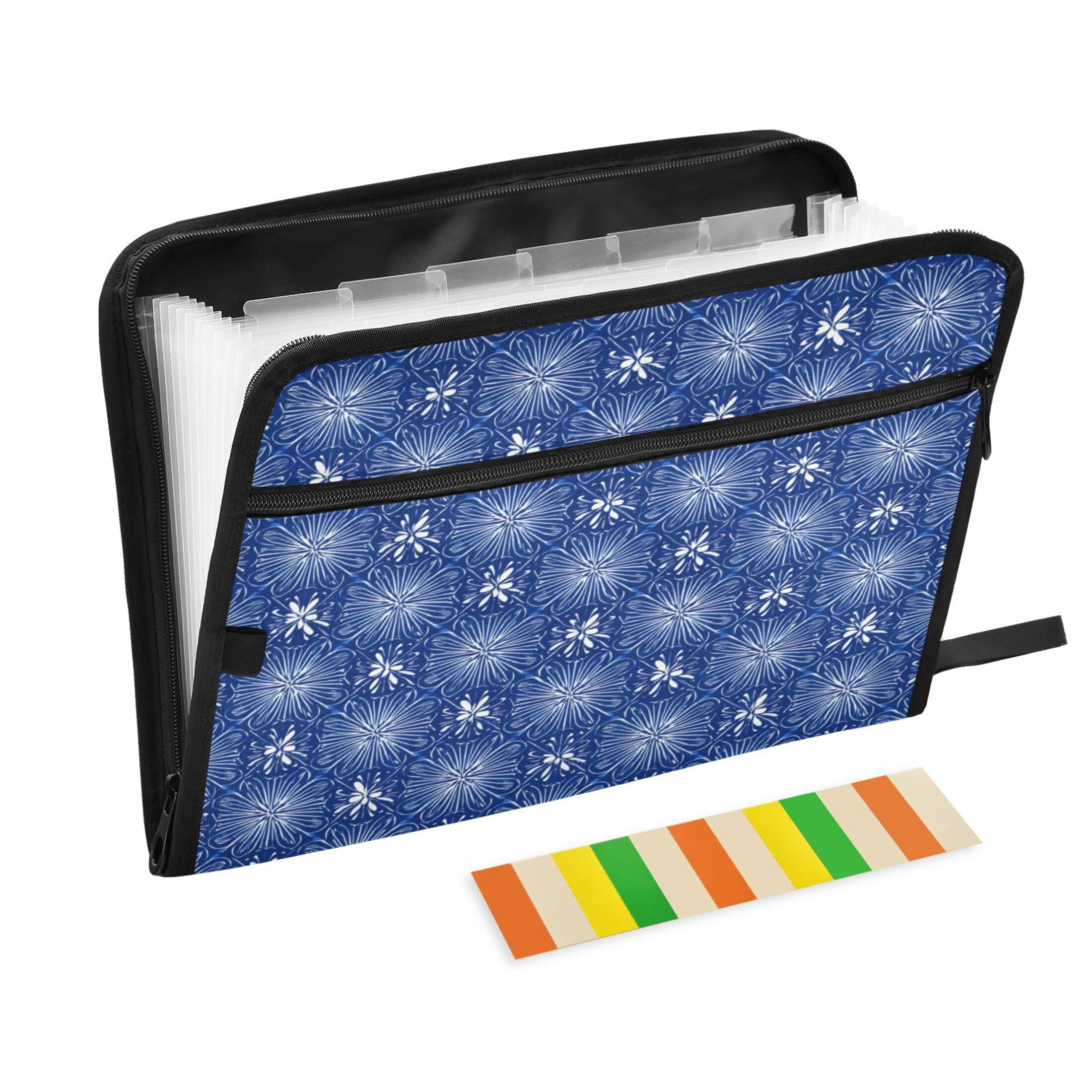 Organ Folder 14.2 x 0.8 x 10.6 Inches 13 Separate Pockets A4 Size Documents Folder A Sort Storage File Manager For The Home Office Traditional Japanese Blue Motifs