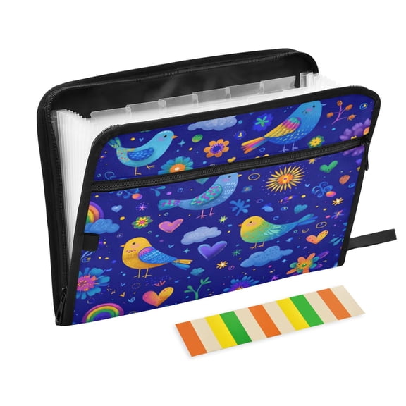 Organ Folder 14.2 x 0.8 x 10.6 Inches 13 Separate Pockets A4 Size Documents Folder A Sort Storage File Manager For The Home Office Vibrant Bird Flight Pattern