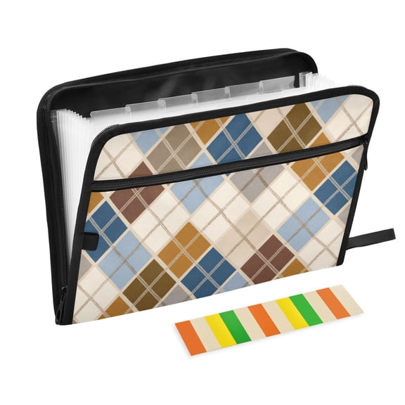 Organ Folder 14.2 x 0.8 x 10.6 Inches 13 Separate Pockets A4 Size Documents Folder A Sort Storage File Manager For The Home Office Warm Diamond Checkered Design