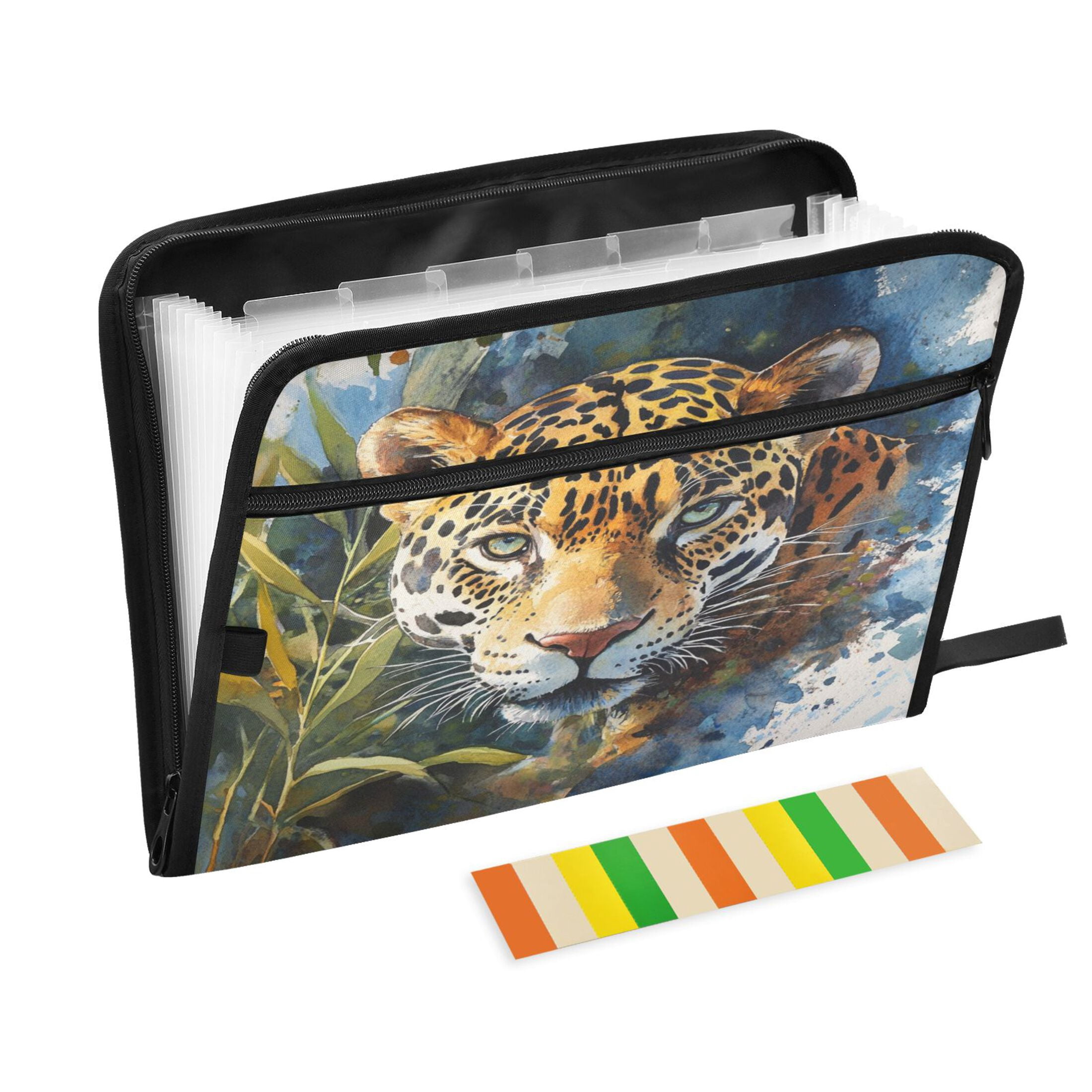 Organ Folder 14.2 x 0.8 x 10.6 Inches 13 Separate Pockets A4 Size Documents Folder A Sort Storage File Manager For The Home Office Watercolor Beautiful Jaguar