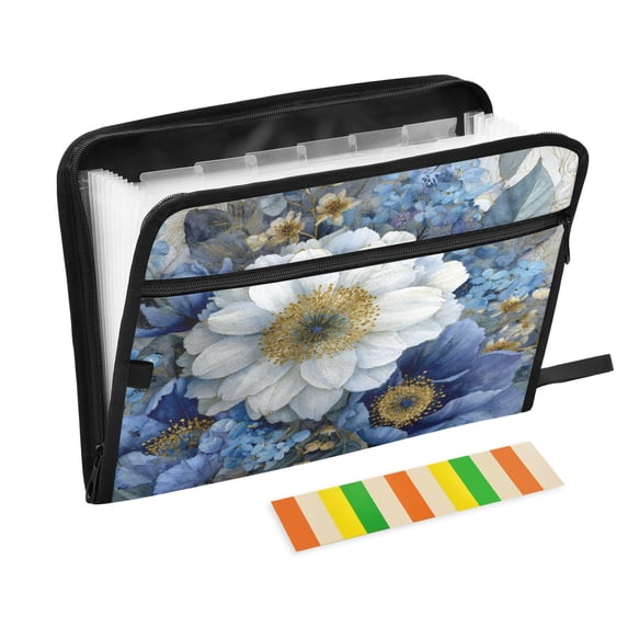 Organ Folder 14.2 x 0.8 x 10.6 Inches 13 Separate Pockets A4 Size Documents Folder A Sort Storage File Manager For The Home Office White Flowers Lovely