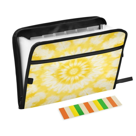 Organ Folder 14.2 x 0.8 x 10.6 Inches 13 Separate Pockets A4 Size Documents Folder A Sort Storage File Manager For The Home Office Yellow Tie Dye Pattern