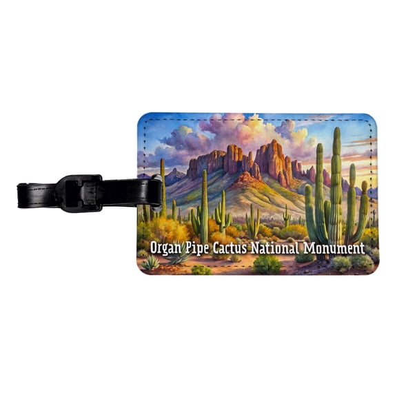 Organ Pipe Cactus National Monument Arizona Faux Leather Travel Luggage Tag