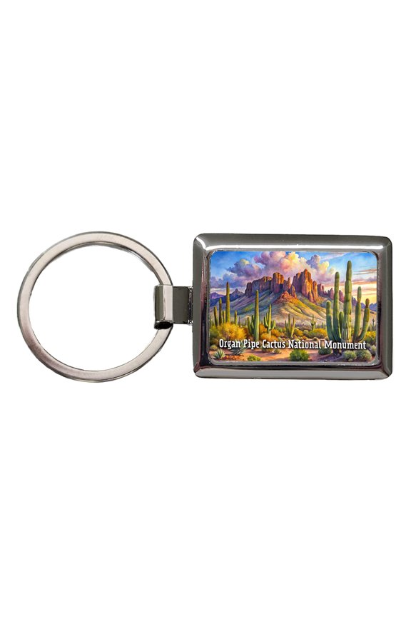 Organ Pipe Cactus National Monument Arizona Metal Rectangle Keychain