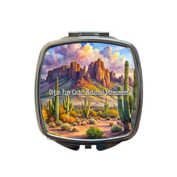 Organ Pipe Cactus National Monument Arizona Travel Makeup Handbag Purse Small Pocket Compact Mirror