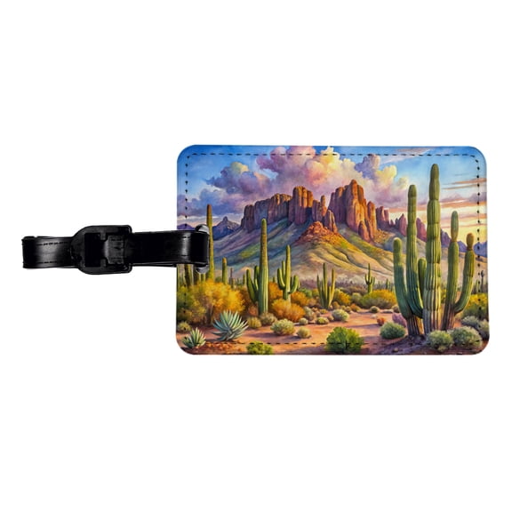 Organ Pipe Cactus National Monument Arizona Watercolor Style Faux Leather Travel Luggage Tag