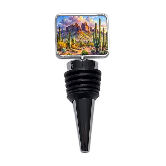 Organ Pipe Cactus National Monument Arizona Watercolor Style Wine Bottle Stopper Cap Plug
