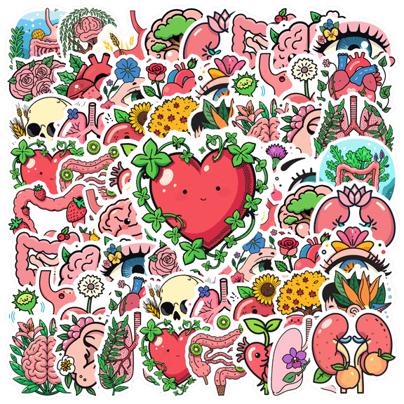 Organ Stickers Stationery Cartoon Stickers Teacher Reward Stickers for Laptop Phone Suitcase