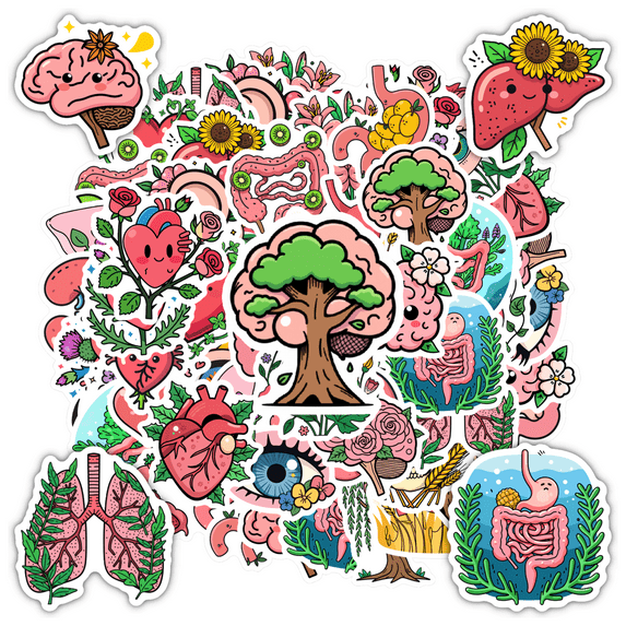 Organ Stickers Stationery Cartoon Stickers Teacher Reward Stickers for Laptop Phone Suitcase