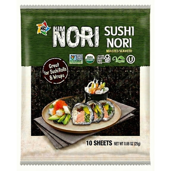 1 Pack X 10 Full Size Sheet KIMNORI Sushi Nori Premium Roasted Seaweed Rolls Wraps Snack 0.88 OZ ( 25g ) Laver, Organic Seaweed