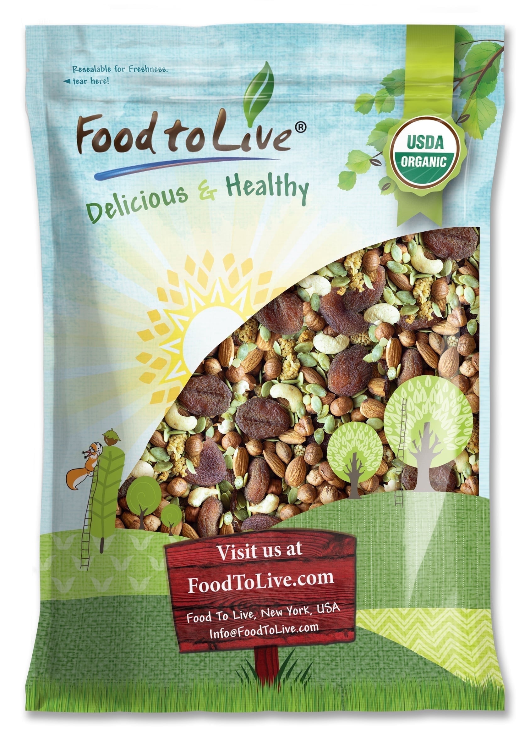Organic 6-Forces Trail Mix, 4 Pounds — Non-GMO, Raw, Vegan, Kosher — by Food to Live