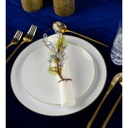 Organic 6" White/Gold Rim Plastic Wedding Plates