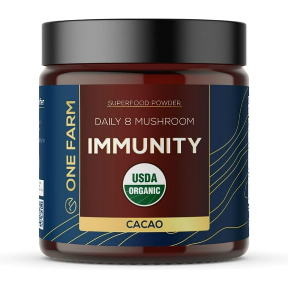 Organic 8 Mushroom Immunity Powder, Non-GMO - Turkey Tail, Chaga, Cordyceps, Shiitake, Reishi, Maitake, Lion's Mane, and Mesima - Vegan Mushroom Supplement in a Resealable Glass Jar