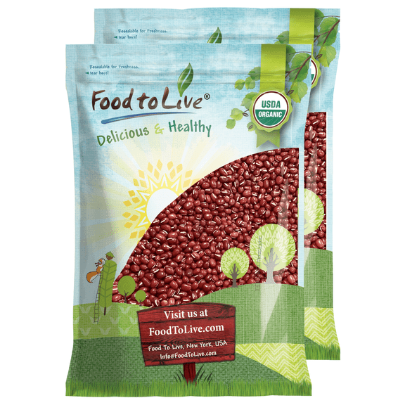 Organic Adzuki Beans, 25 Pounds Non-GMO, Kosher, Sproutable, Raw by Food to Live