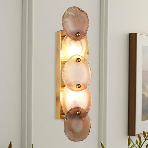 Organic Agate Stone Wall-Mounted Sconce, 26 Inch Natural Wall Light, Unique Elegant Wall Sconce for Entryway, Living Room