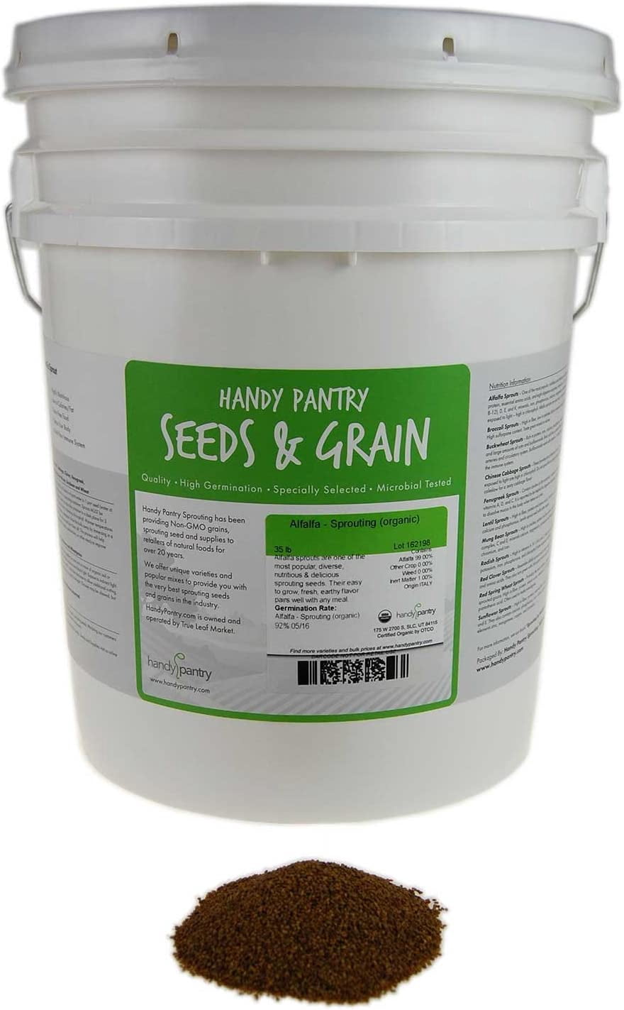 Ediably Sprouts Organic Alfalfa Sprouting Seed- 35 Lbs - Organic - High Sprout ...