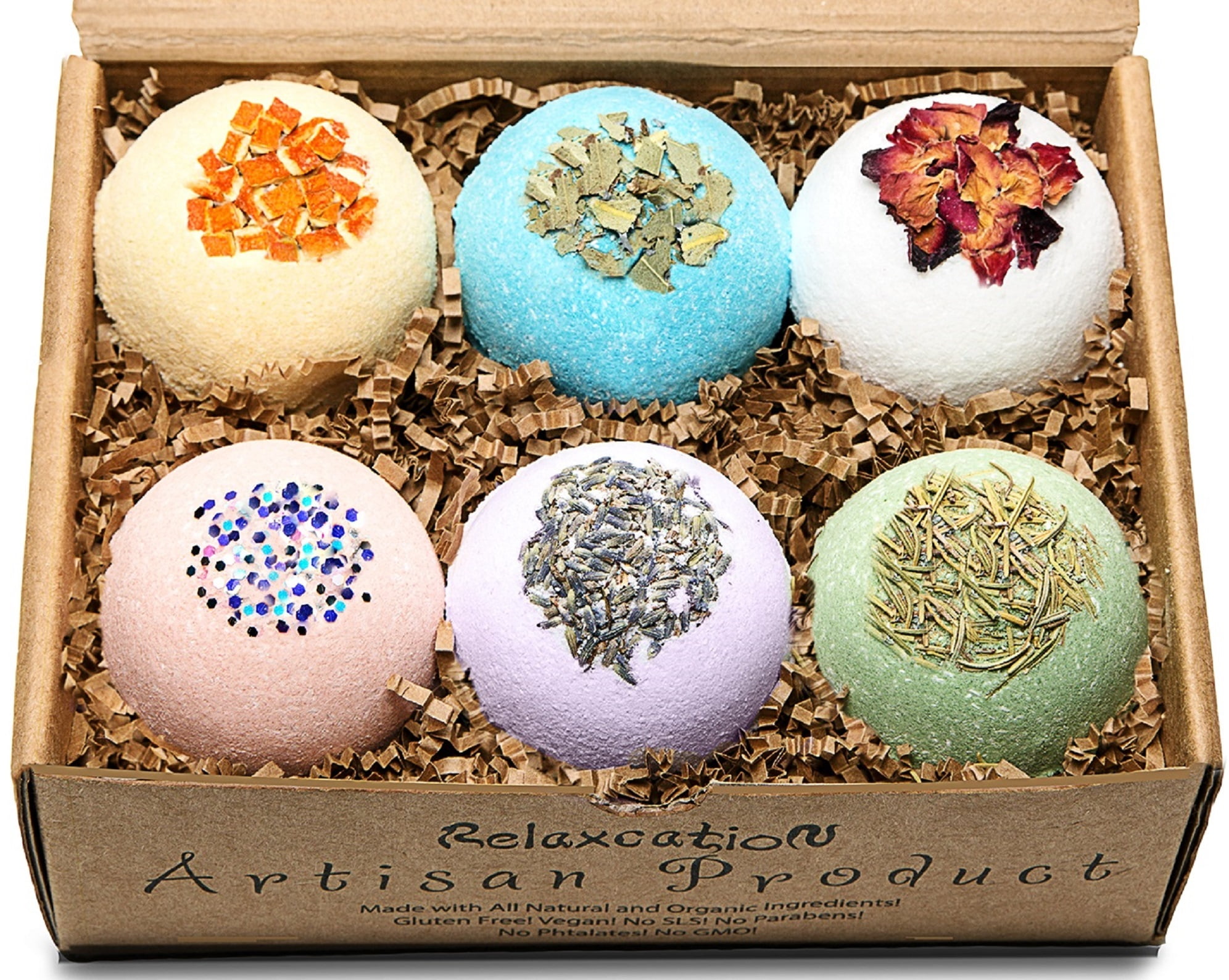 Organic All Natural Bath Bombs for Women Men with Dead Sea and Epsom Salts Handmade in USA Safe by Relaxcation 6 Set