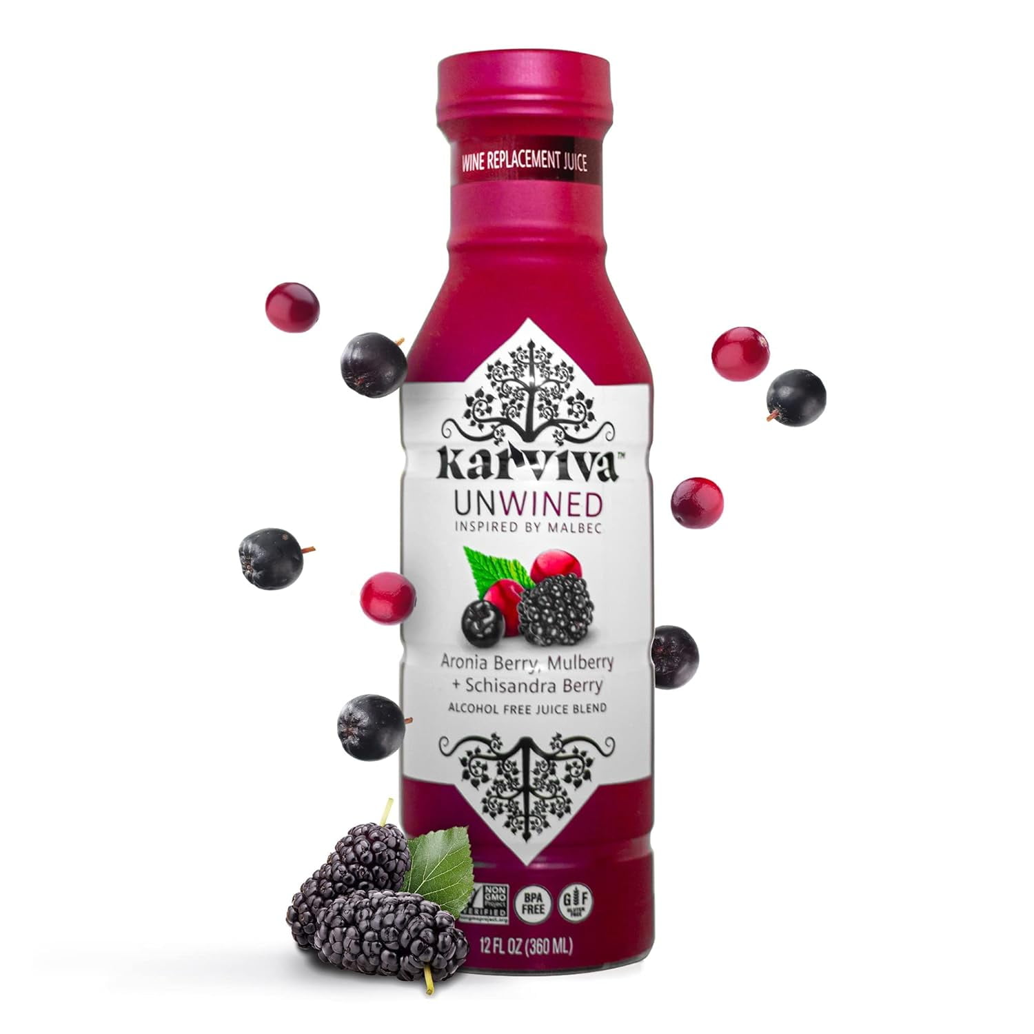 Organic All Natural Non Alcoholic Wine, 4 Bottles of Malbec, Gluten