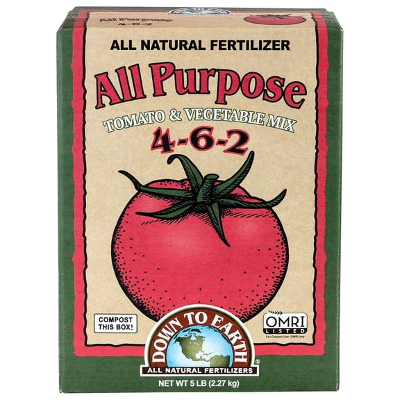 Organic All Purpose Tomato & Vegetable Mix - Plant Food for Tomatoes, Peppers, Herbs and Flowers 4-6-2, 5 lb
